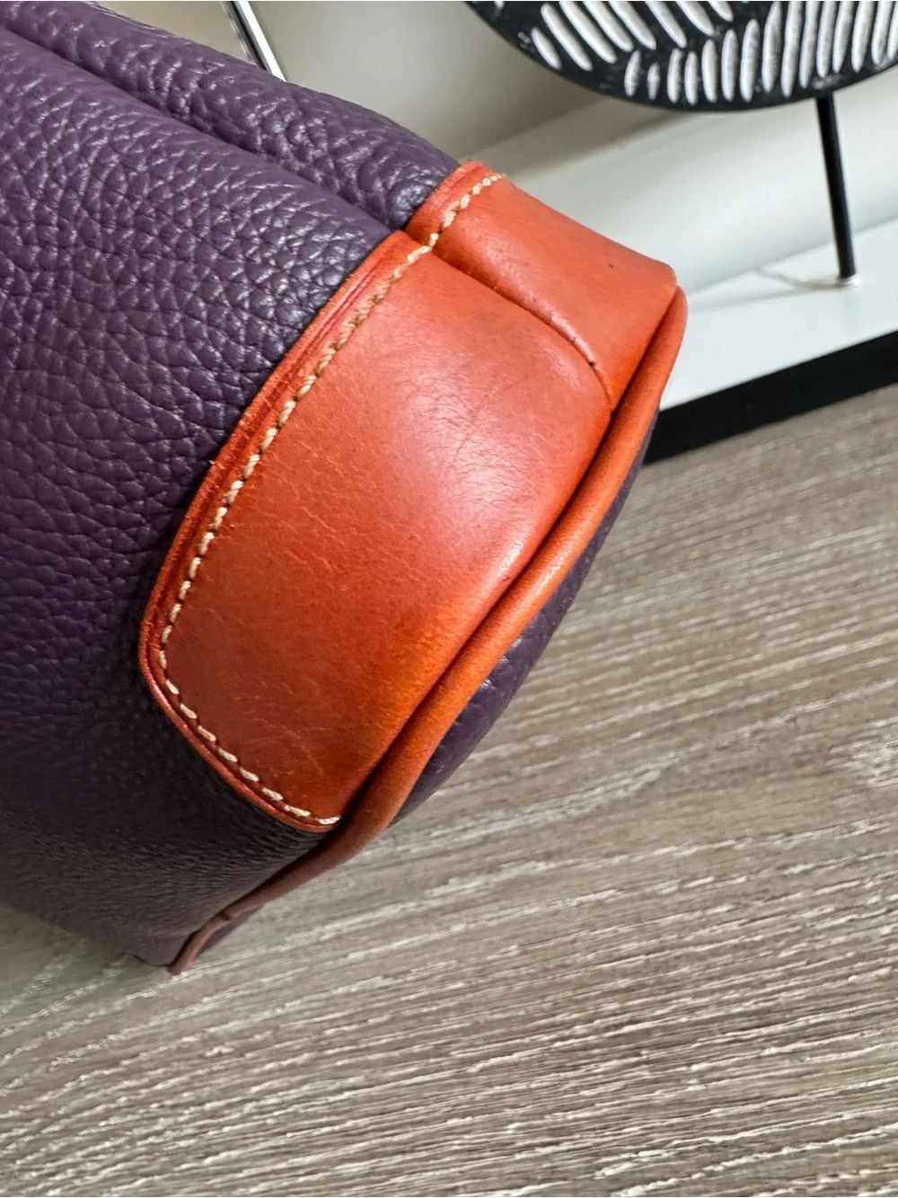 Dooney & Bourke Purple Pebble Leather Crossbody with Tan Trim
